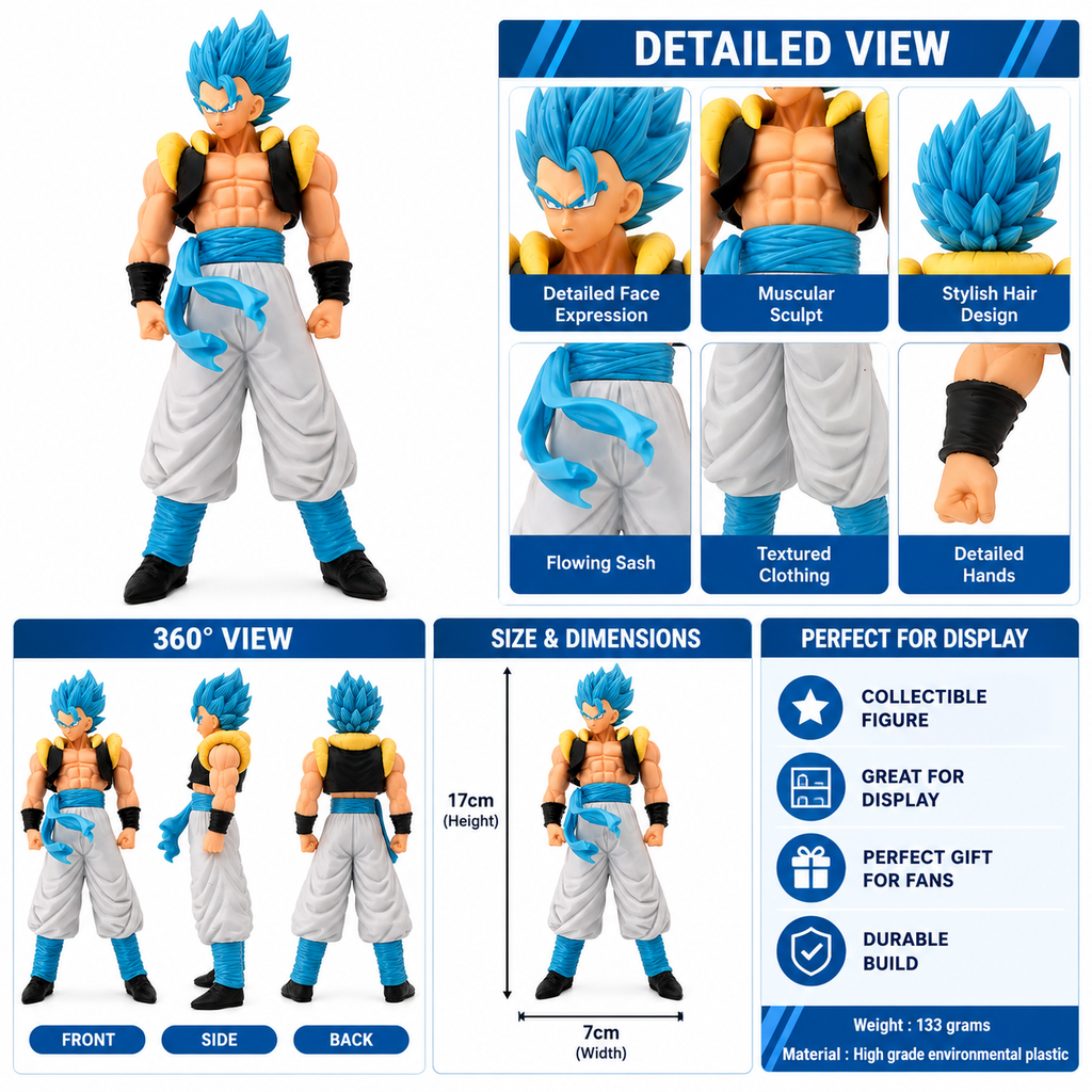 Gogeta Super Saiyan Blue Action Figure 17cm | Dragon Ball Collectible