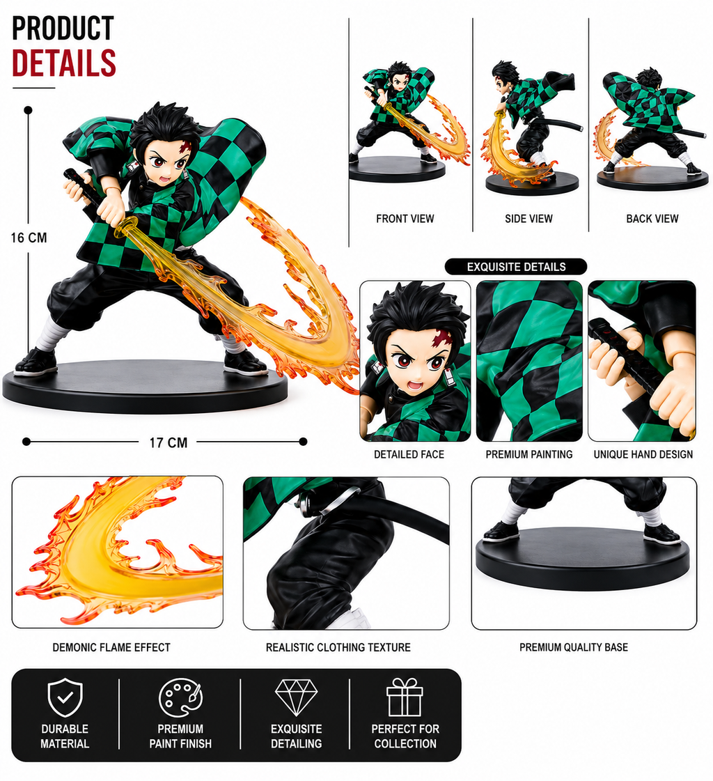Tanjiro Kamado Hinokami Kagura Anime Figure | Flame Sword Action Statue
