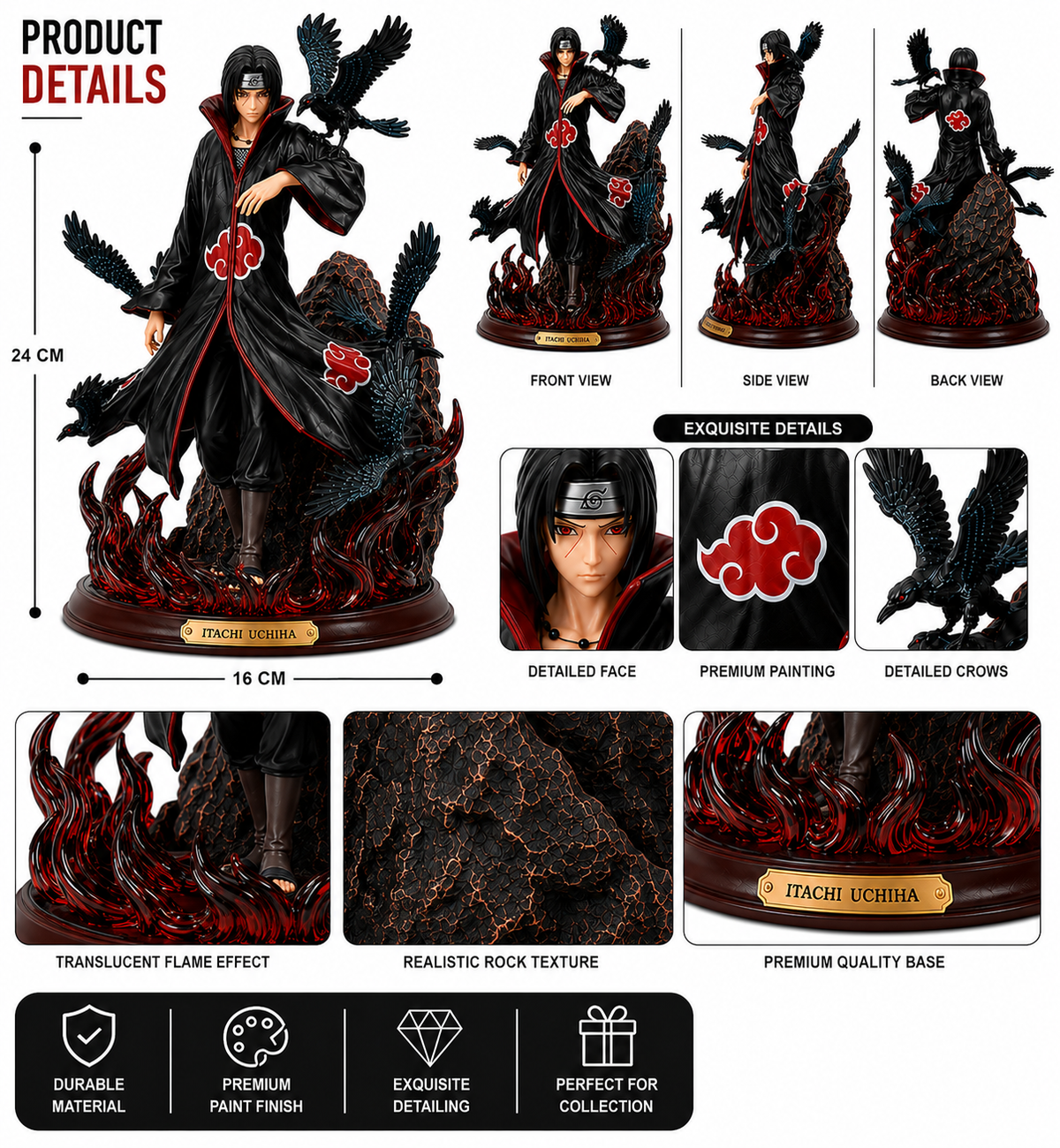 Itachi Uchiha Akatsuki Figure 24cm | Naruto Collectible Statue