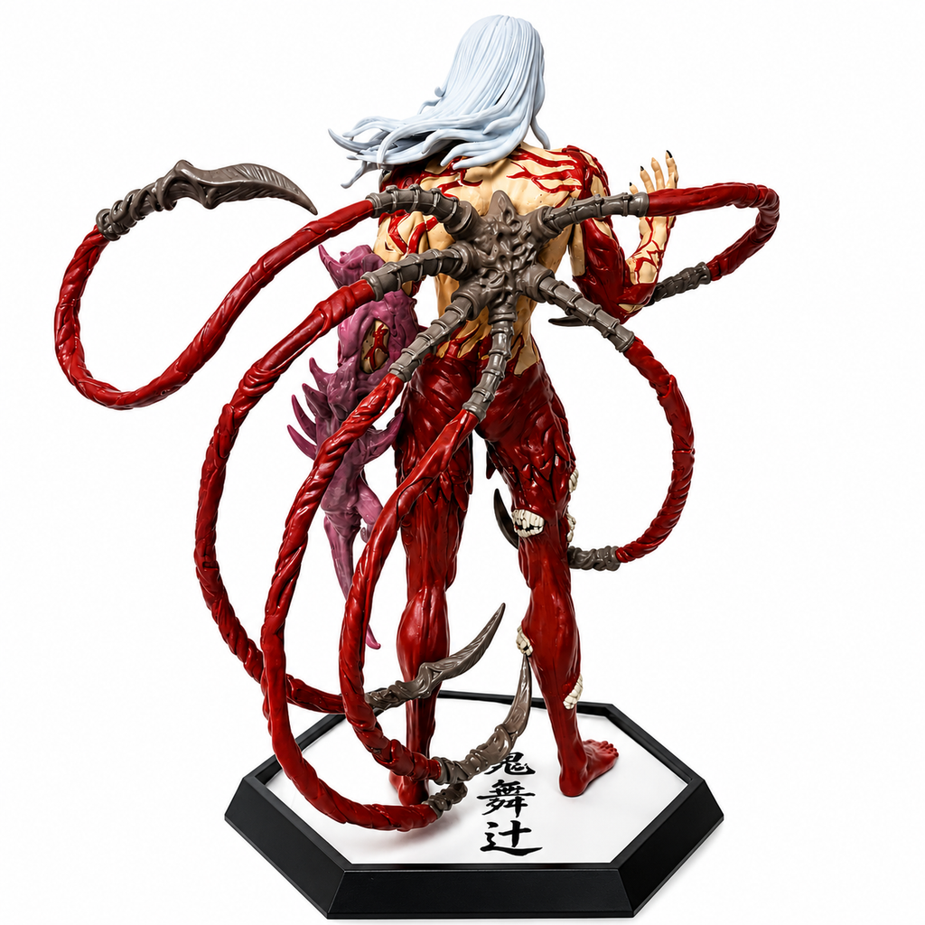 Oni Demon Warrior Anime Figure | Red Demon Battle Statue with Horned Base