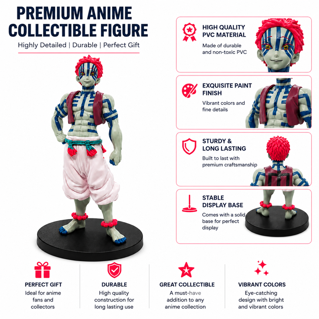 Akaza Demon Slayer Anime Figure 16 cm | Premium PVC Collectible Figure with Display Base