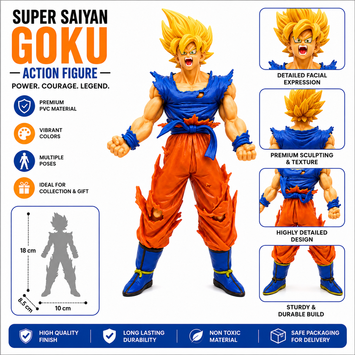 Goku Super Saiyan Blue Action Figure 18cm | Dragon Ball Collectible
