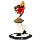 Demon Lord Fan Warrior Anime Figure – Orange Hair Collectible Statue with Dual Fans
