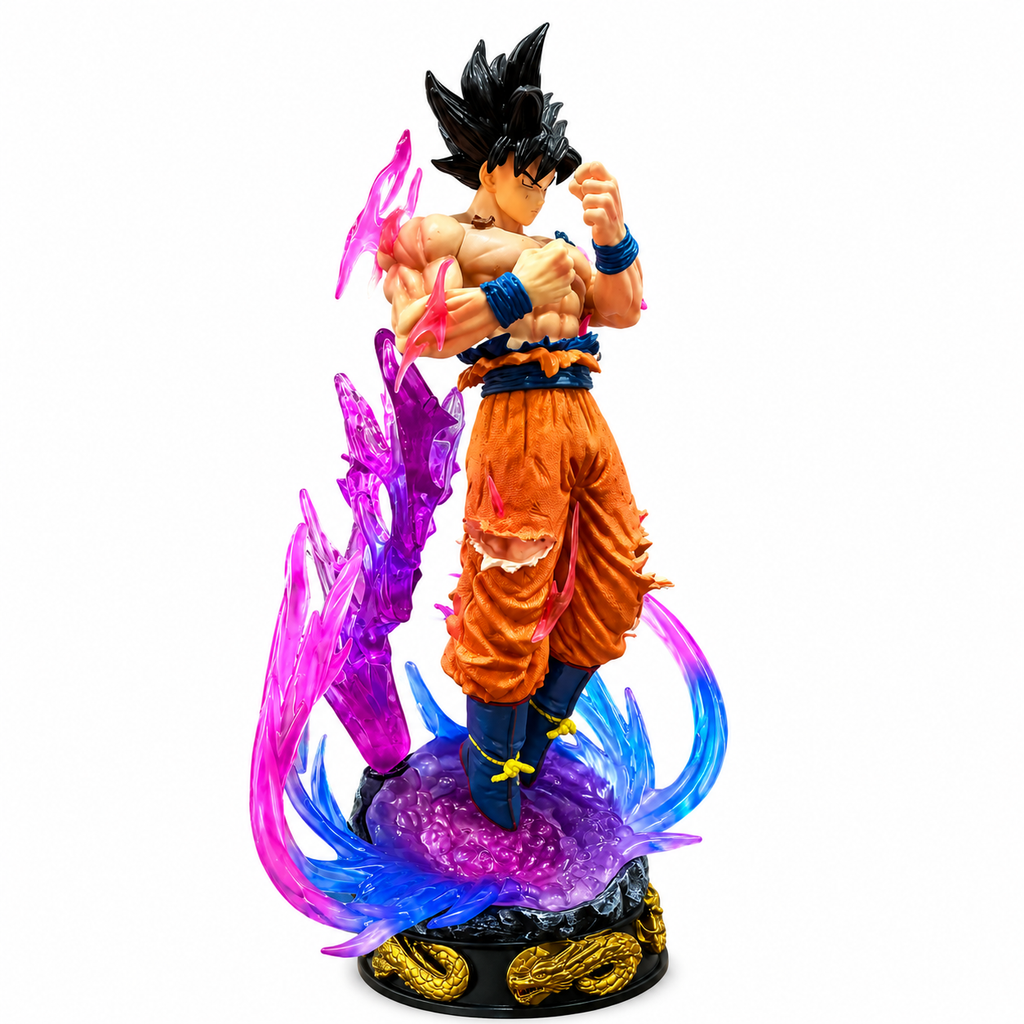 Goku Anime Action Figure with Pink & Blue Energy Effect | Dragon Ball Collectible Figure