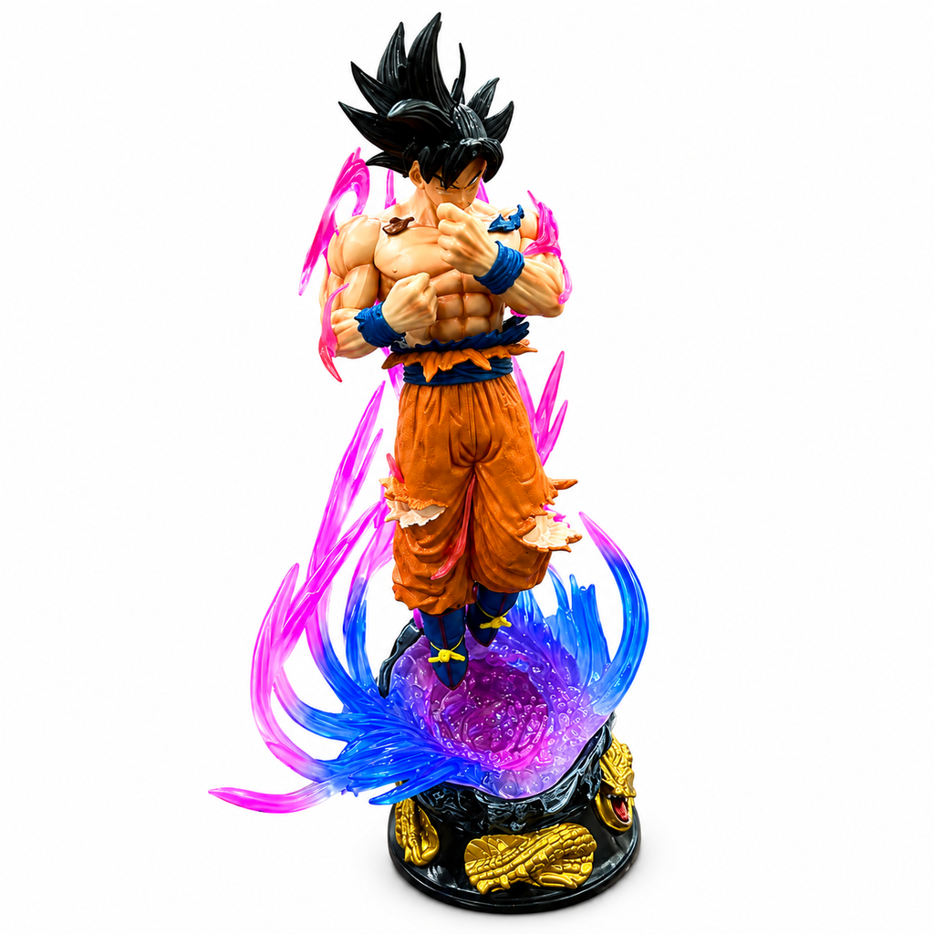 Goku Anime Action Figure with Pink & Blue Energy Effect | Dragon Ball Collectible Figure